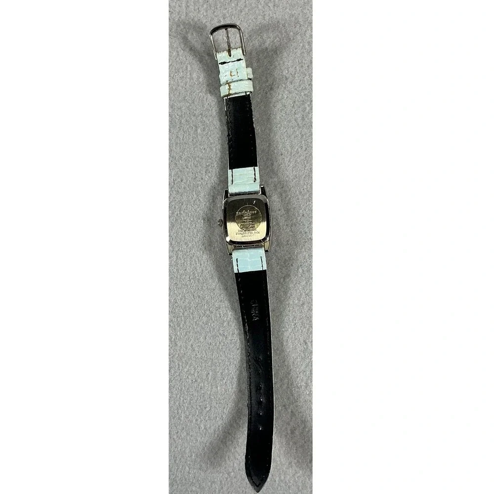 Express LA Womens Moon Phase Watch Blue Strap Rhinestone Square Face Untested
